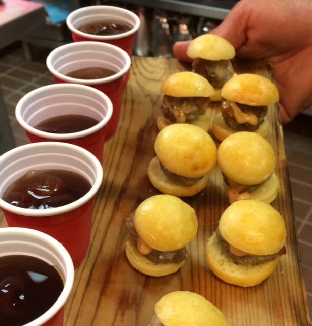 Cheeseburgers with Soda Shooters - Butlered Hors d'oeuvres