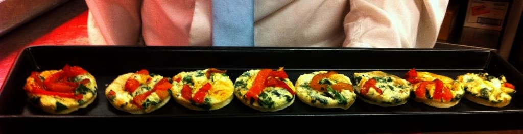 Goat Cheese   Spinach Pizzas - Butlered Hors d'oeuvres
